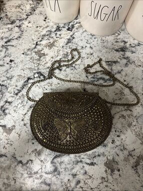 EARTHBOUND - Bronze Butterfly Embossed Crossbody Bag - Women